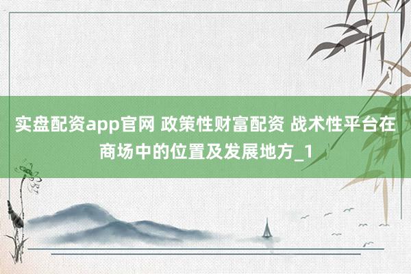 实盘配资app官网 政策性财富配资 战术性平台在商场中的位置及发展地方_1
