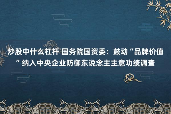 炒股中什么杠杆 国务院国资委：鼓动“品牌价值”纳入中央企业防御东说念主主意功绩调查